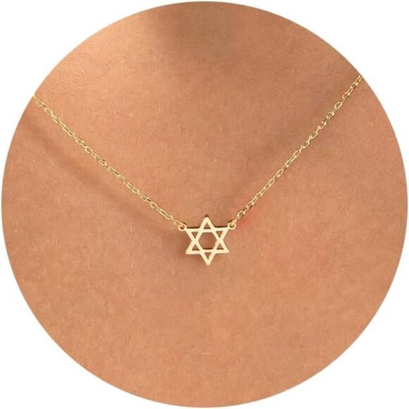 ⚡Gold Star of David Necklace for Women Men Minimalist Jewish Symbol Jewelry Gift - Picture 1 of 7